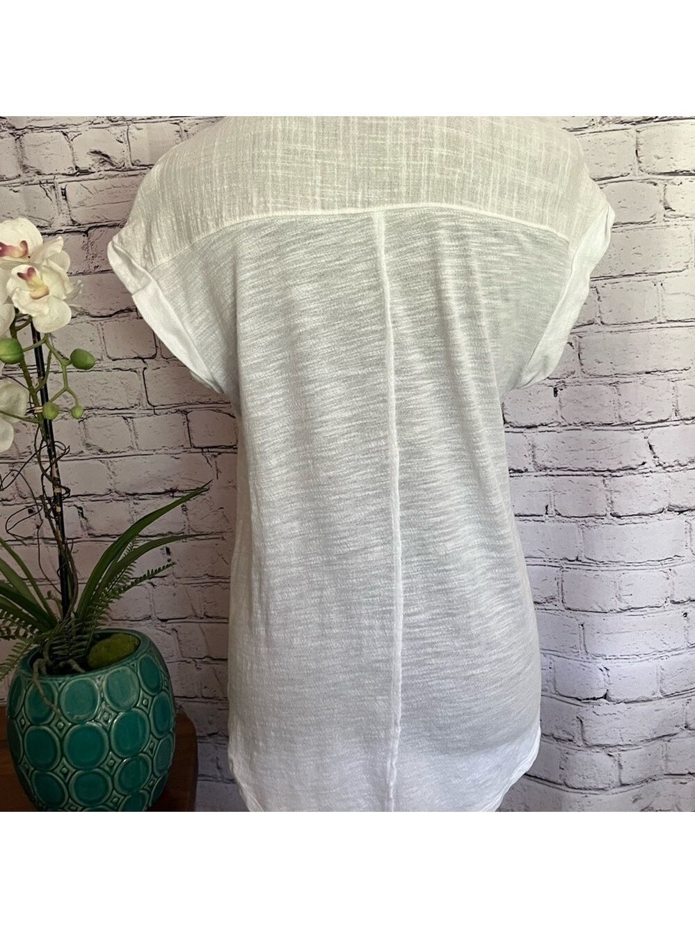 LUCKY BRAND Bright White Woven Gauze button down top sz Small like new condition - Picture 4 of 8